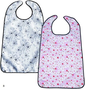 食事エプロン おしゃれ 華やか 2枚セット 大人 介護用 食事用 前掛け スタイ ビブ 防水 高齢者 入院 お年寄り (B)