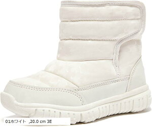 スノーブーツ キッズ ウインターブーツ ベビー 女の子 男の子 スノーシューズ 子供 雪遊び アウトドア 冬用 靴 雪用 裏ボア 防水 防寒 滑り止め 軽量 (01ホワイト, 20.0 cm 3E)