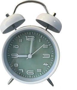 大音量 おしゃれ 絶対起きれる目覚まし時計 アナログ 振動 アラーム 爆音 うるさい 目覚ましどけい 可愛い 爆音めざまし時計 絶対に起きる目覚まし 4インチ 白+ライトグリーン