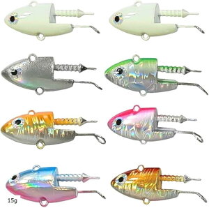 シーバス ジグヘッド ルアー 8個 セット 15g 21g 30g シャッド テール ワーム ヒラメ マゴチ (ミックス, 15g)