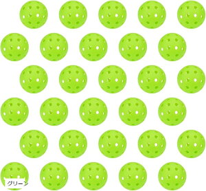 野球 トレーニングボール バッティング 練習用 30個セット 穴あきボール トス 柔らかい 軽い 屋内 (グリーン, 72mm)