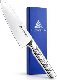 ARTISAN＆Co.SEKI.JAPAN 包丁 三徳包丁 二代目刀匠 料理長推薦 岐阜県関市製 よく切れる オールステンレス 魔法のシャープナー付き 食洗機対応 両刃 ギフト (シルバー, 185 mm)