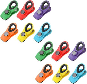 �܎~�߃N���b�v ���̓}�O�l�b�g�t�� �H�i�ۑ� �N�x�L�[�v ���� �_���h�~ �J���t�� 12�Z�b�g (�΁C �ԁC ���C �I�����W�C ���F�C ��, 2.95 inches)