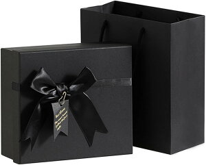 �M�t�g�{�b�N�X 15x15x7cm �v���[���g�{�b�N�X �����p �� ���b�s���O �M�t�g�ܕt�� (�u���b�N)