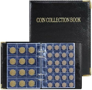 �R�C���A���o�� 360�����[ �R�C���t�@�C�� 2��ނ̃|�P�b�g�T�C�Y 3x3cm / 4x4cm PU���U�[ �L�O�d�� �ÑK �ݕ� �R���N�V���� �ۑ� �z���_�[ (�u���b�N)