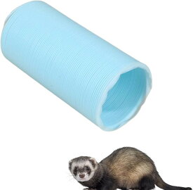 フェレットトンネル 小動物 ハムスター 遊具 伸縮式 80cm (ライトブルー, 小型)
