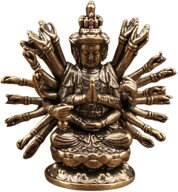 仏像 千手観音 三面 観音菩薩 銅製 仏壇 置物 幸運 長寿 縁起物 魔除け 厄除 開運 財運 金運 安産祈願 無…