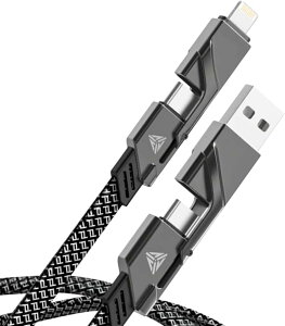ONIX6.0 4in1 �[�d�P�[�u�� �}���` USB Type C 1.5m 100w �}���[�d 480Mbps �f�[�^�]�� USB-A USB-C iPhone�P�[�u�� (�u���b�N)