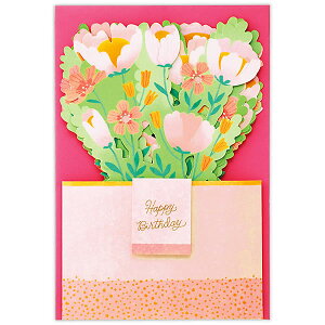 バースデーカード 立体カード ペーパープランツ ピンクフラワー EAR-826-468 ホールマーク レーザカット Birthday Card グリーティングカード お誕生お祝い