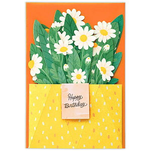 バースデーカード 立体カード ペーパープランツ ホワイトフラワー EAR-826-475 ホールマーク レーザカット Birthday Card グリーティングカード お誕生お祝い