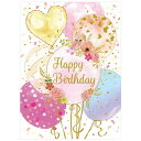 バースデーカード 二つ折りカード ピンク風船 B250-222 金箔加工 チキュウ CHIKYU