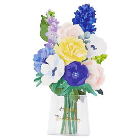 バースデーカード 透明花瓶に青い花 L493 サンリオ 立体カード Birthday Card グリーティングカード お誕生お祝い