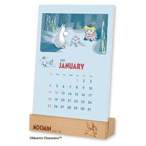 2026 カレンダー 卓上 ムーミン 木製台付き卓上カレンダー NK-4330 令和8年 新日本カレンダー