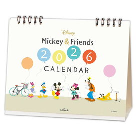 2026 カレンダー 卓上 ホールマーク ディズニー ミッキーマウス YDC-845-476 (ホ-26) 両面印刷 Disney