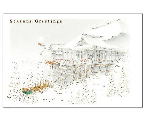 クリスマスカード 和風・海外向け 和風ミニサンタカード SJ-1 清水寺 グリーティングライフ Christmas card グリーティングカード