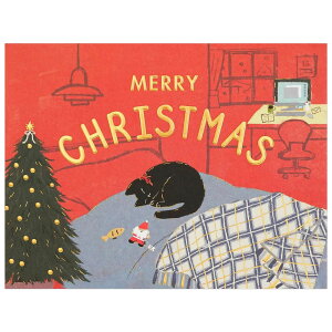 クリスマスカード 洋風 イタズラネコカード パソコン LE-31 二つ折りポップアップ グリーティングライフ Christmas card グリーティングカード