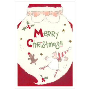クリスマスカード 洋風 ココちゃんカード サンタクロース RY-482 二つ折り グリーティングライフ Christmas card グリーティングカード