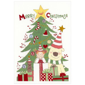 クリスマスカード 洋風 ココちゃんカード ツリー RY-483 二つ折り グリーティングライフ Christmas card グリーティングカード