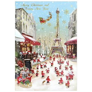 クリスマスカード 洋風 APJ 二つ折りポップアップカード XC-125024 ミニサンタ 立体カード アートプリントジャパン Christmas card グリーティングカード