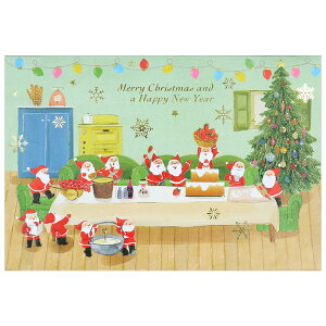 クリスマスカード 洋風 APJ 二つ折りポップアップカード XC-125027 ミニサンタ 立体カード アートプリントジャパン Christmas card グリーティングカード