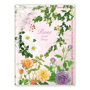 2026 ダイアリー 手帳 フロンティア A6サイズ マンスリー DY-141 クラシックローズ ピンク地 山田道恵 2025年12月〜2027年3月 日曜始まり