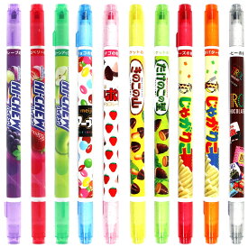 おやつマーケット 香りつきダブルマーカー10本（10種）セット double-marker10s ペン 転がり防止キャップで安心 ギフトや景品にも Funbox