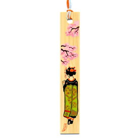 竹しおり（ブックマーク） 絵柄：桜と舞妓 高野竹工 t-siori11