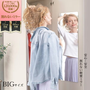 堀内鏡工業 【割れない ミラー】 安心・安全 割れないミラービッグ 貼れる鏡 省スペース 軽くて薄い 姿見 キズが付きにくい クリア 高齢者 お子様 割れずに安心 メイク かがみ