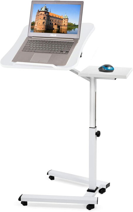 楽天市場 Tatkraft Like Joy ヨーロッパで2万個販売 北欧パソコンデスク ホワイト Pcデスク 昇降式テーブル ハイテーブル スタンディングデスク サイドテーブル キャスター 寝室 ベッド 移動式 介護用 勉強机 仕事机 ミニデスク 高さ調整 角度調整可能 デッフィ