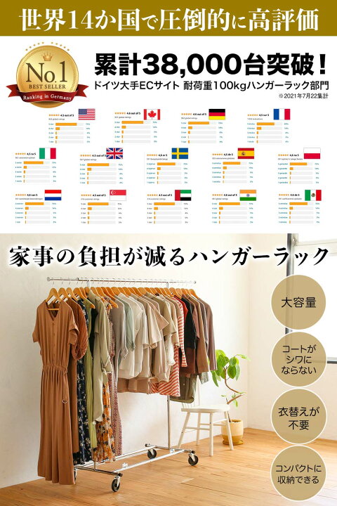 楽天市場】【ドイツで注文殺到 家事が楽になる ハンガーラック