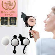 堀内鏡工業 【部屋を癒し空間に】 ネコ形 壁掛けミラー Cat Mirror(窓際にゃんこ BK) アクリル製 割れな…