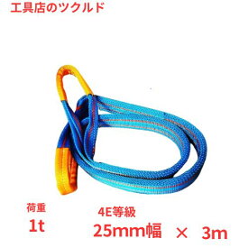 ベルトスリング 4E 幅25mm 3m 1t 25mm幅 ナイロンスリング 1本 玉賭け 金属製品 建築 コンクリート製品 木製品 家具 ピアノ 吊る プラスチック製品 ボート 浴槽 土木 造園 引越し 自動車 原動機　吊上げる テザック