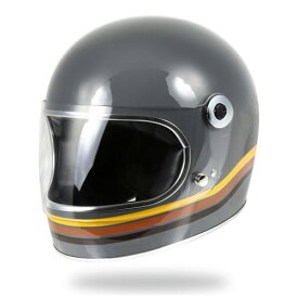 フルフェイス へルメット レインボー バイク ビンテージ グレー メンズ レディース S～XL HORIZON HELMETS LAMP