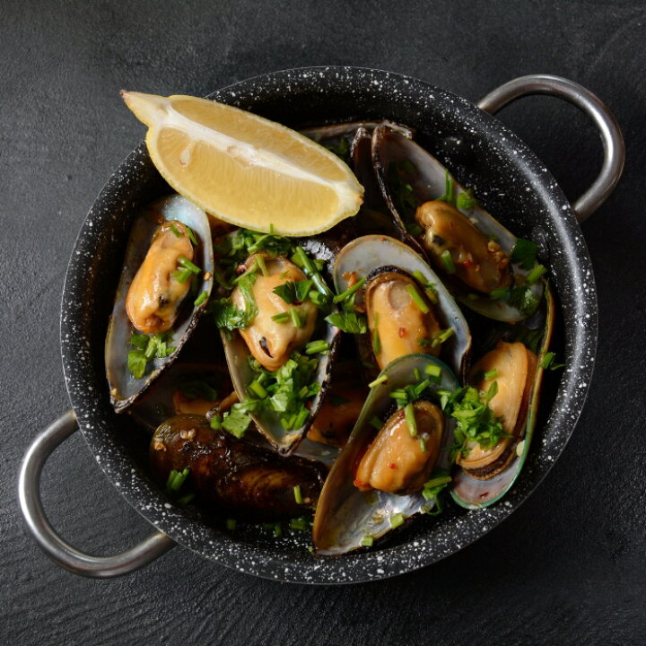 楽天市場 冷凍 ムール貝 ニュージーランド産 1kg 殻付き パーナ貝 グリーンシェル マッスル パエリア 貝 ムラサキガイ 加熱用 業務用 サイズ 化学物質不使用 Horizon Farms