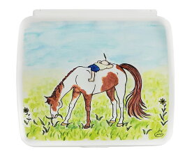 抗菌コンパクトマルチケース【みち草】Illustration by チアブーコ国産マスクケース抗菌仕様　嬉しいミラー付き馬柄マスクケース　馬グッズのホースシューオリジナル