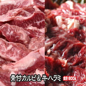 父の日 お中元 焼肉 ハラミ カルビ 肉 ホルモン セット 厳選骨付きカルビ 400g と 特選ハラミ 400g 計800g タレセット付 【骨カル×ハラミ】