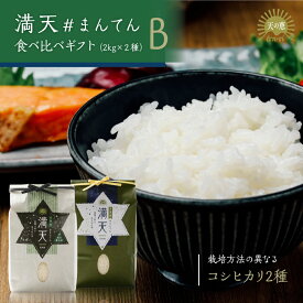 【楽天SS700円OFFクーポン】満天 #まんてん 食べ比べギフト B 2キロ × 2袋 セット／令和7年産 天栄 米 無農薬 漢方農法米 コシヒカリ セット 産地直送 お取り寄せ ギフト 贈り物 精米 白米 つやつや 香り 甘みが強く 冷めても美味しい 食味80点以上 美味しい お米
