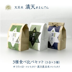 【10％OFFクーポン対象】満天 #まんてん 3種食べ比べセット 3合 × 3種／令和7年産 天栄米 コシヒカリ ゆうだい21 お米 詰め合わせ 産地直送 お取り寄せ ギフト 精米 白米 つやつや 香り 甘みが強く 冷めても美味しい 良味品種 天栄村産 米 アソート