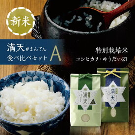 【新米】満天 #まんてん 食べ比べセットA 2種 / 令和7年産 新米 天栄米 コシヒカリ ゆうだい21 減農薬 産地直送 お取り寄せ 贈りもの 精米 白米 つやつや 香り 甘みが強く 冷めても美味しい 良味品種 福島県産 天栄村産