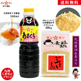 九州醤油＆麦みそセット【送料無料(込み)】≪あまくち醤油 500ml＆ごていしゅ麦粒味噌 500g≫楽天1位！全国お取り寄せ 人気の甘口醤油セット【保存料不使用】熊本特産 甘口醤油 甘口しょうゆ【醤油】麦味噌【麦粒みそ】【九州 熊本の老舗醤油屋ホシサン】[TKG] お試し