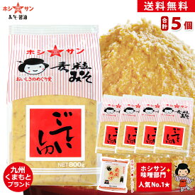 味噌 麦みそ (甘口味噌) 4kg【送料無料】≪九州 熊本特産 ごていしゅ味噌 800g×5個セット≫ 南関あげ付き【塩分控えめ】楽天1位★全国お取り寄せの人気味噌【生みそ】麹(こうじ)たっぷり甘い麦粒味噌♪ベストセラー麦味噌【みそ醤油屋ホシサン No.1味噌】ファミリーパック