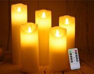 5本セット キャンドルライト led リモコン キャンドル ライト タイマー セット 炎 揺れる 蝋製 グラス入…