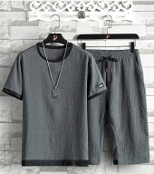 【ポイント10倍】 夏服 メンズ Tシャツ 半袖 上下2点セット 大きいサイズ ゆったり おしゃれ ジャージ 上…