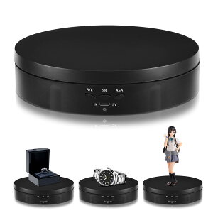 【送料無料】L'QECTED ターンテーブル 電動回転台 360度回転台 電動ターンテーブル 耐荷重8kg 方向角度調整可能 安定性 低騒音 直径14.5CM フィギュア 撮影用(ブラック 14.5cm)