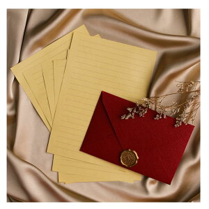 【送料無料】レターセット、ヴィンテージ風手紙セット、ラブレター、便箋、封筒、メッセージカード (ワインレッド)