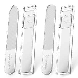 【送料無料】爪やすり 爪磨き つめやすり ガラス製 ネイルケア ネイルファイル つや出し ピカピカ 2種セット 両面タイプ ナノスケール 収納ケース付き つめみがき wuernine