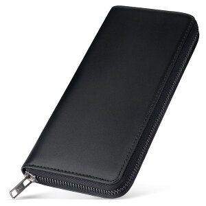 【送料無料】ecoofee 財布 メンズ 長財布 栃木レザー 一流の革職人が作る 本革 大容量 スキミング防止 YKK製 ラウンドファスナー 男性 ウォレット 小銭入れ 紳士用 牛革 さいふ (Black)