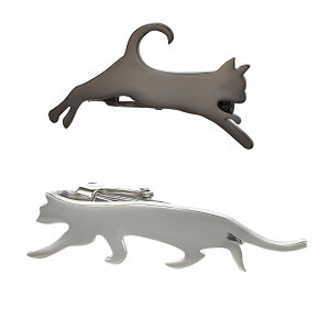 【送料無料】Yoursfs ネクタイピン 猫 ネコ セット 2本 シルバー かわいい ねこ ネクタイピン おしゃれ おもしろ ユニーク ネクタイ ピン ブランド メンズ アクセサリー プレゼント