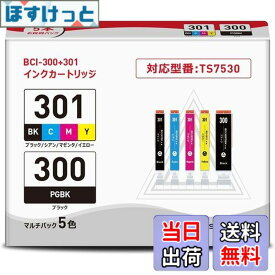 【送料無料】BCI-301+300/5MP インクカートリッジ キヤノン用 インク 互換 対応機種：PIXUS TS7530 大容量