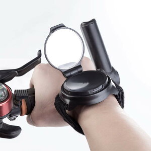 【送料無料】Top-bigK自転車のバックミラ 360度回転調節 バックミラーミラーリストバンド 反射鏡 ロードバイク ミラー 手首装着 ブラック
